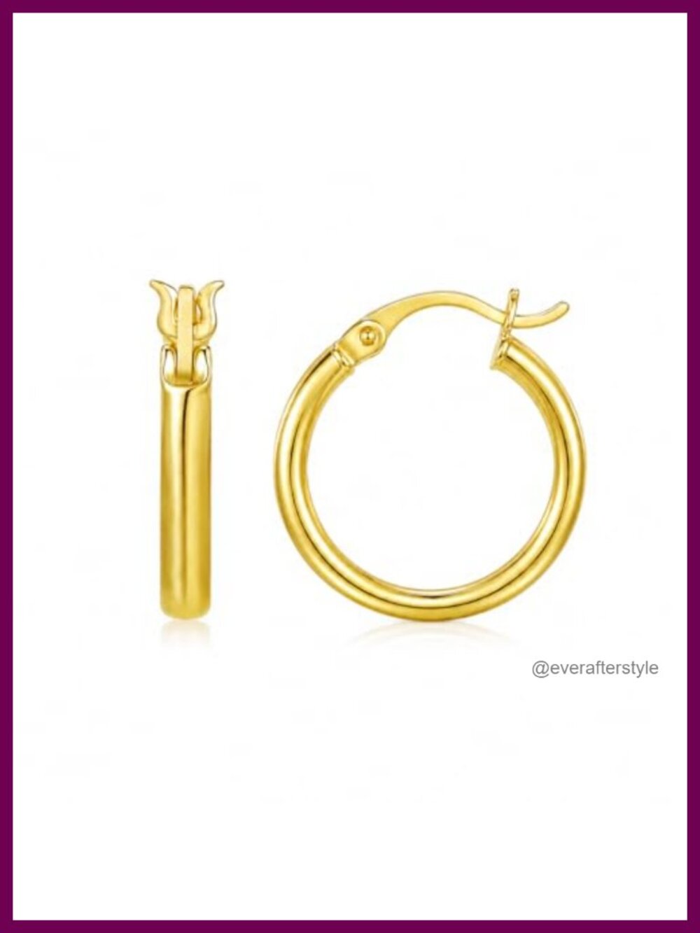 14K Yellow Gold Hoop Earrings for Women, Real Gold Classic Round Hoops with